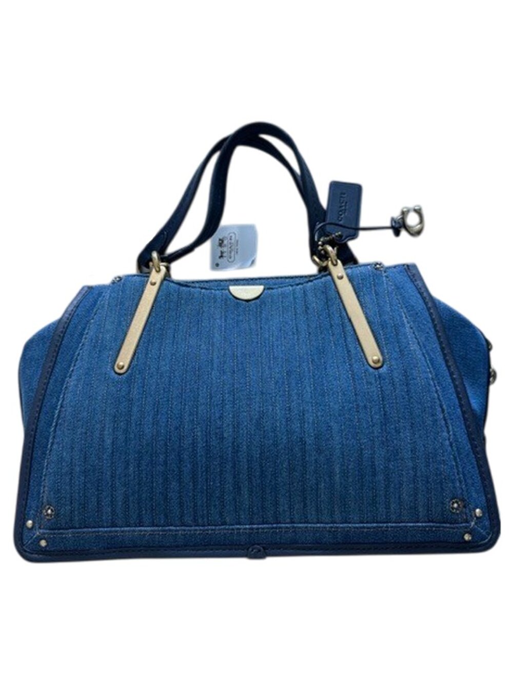 Coach Dreamer 36 Quilted Denim Leather Handbag Shoulder Bag Indigo Blue Purse NW